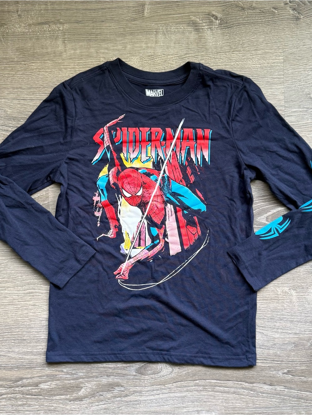 Marvel Spider-Man Boys' M(8) Long Sleeve Graphic Tee Navy/Red